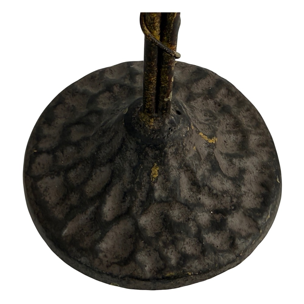 Vtg Iron Metal Tabletop Jewelry Tree Display Stand Triple Hammered Black Finish - Picture 10 of 11